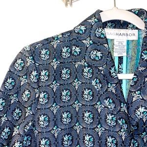 VTG Sag Harbor Navy Floral Vintage Blazer Jacket Size 10